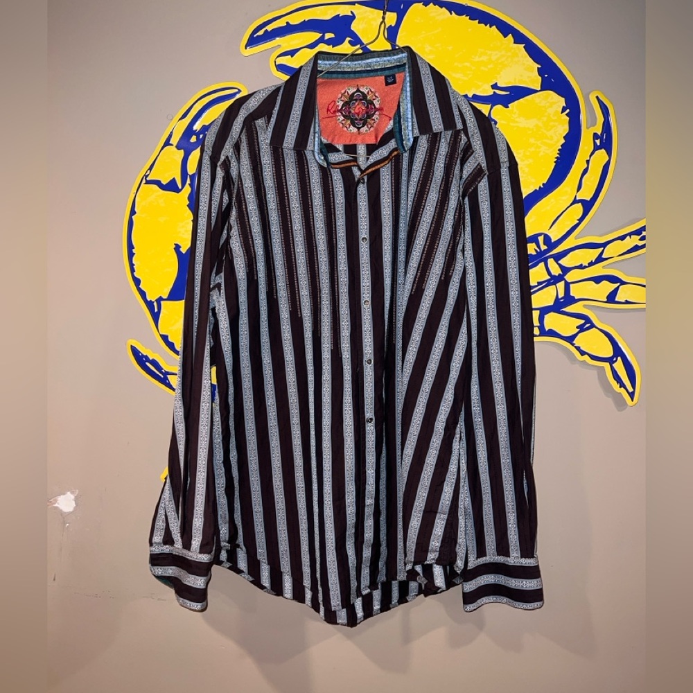 Robert Graham Black and Blue Casual Button Down Shirt